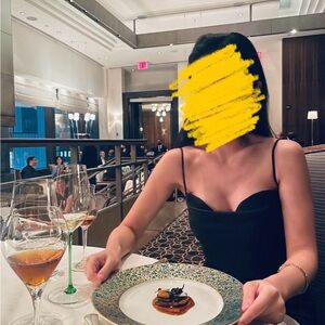 Meshiki black gown dress with side slit/ XS